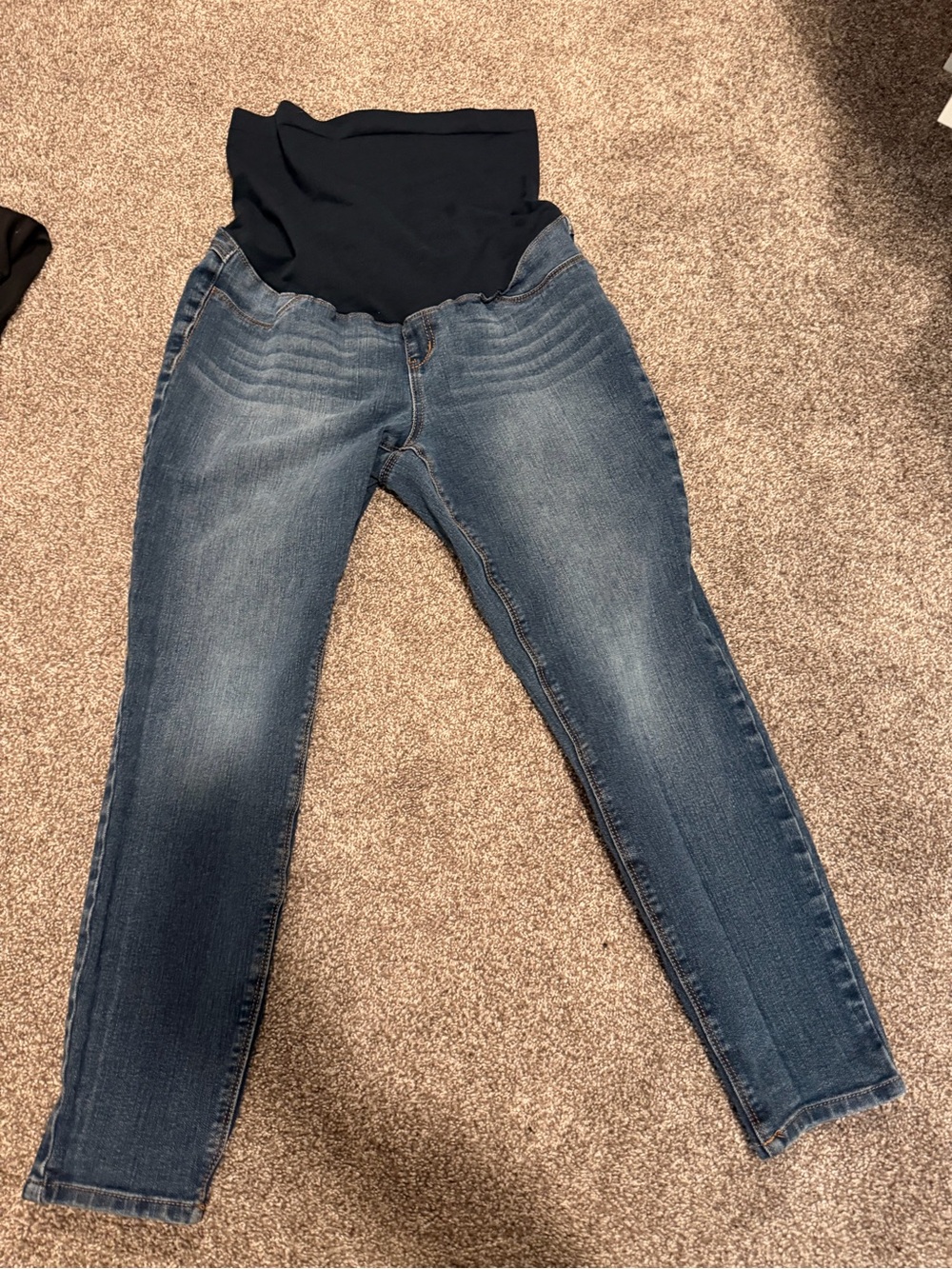 1822 Denim Blue Maternity Jeggings with Navy Belly Panel